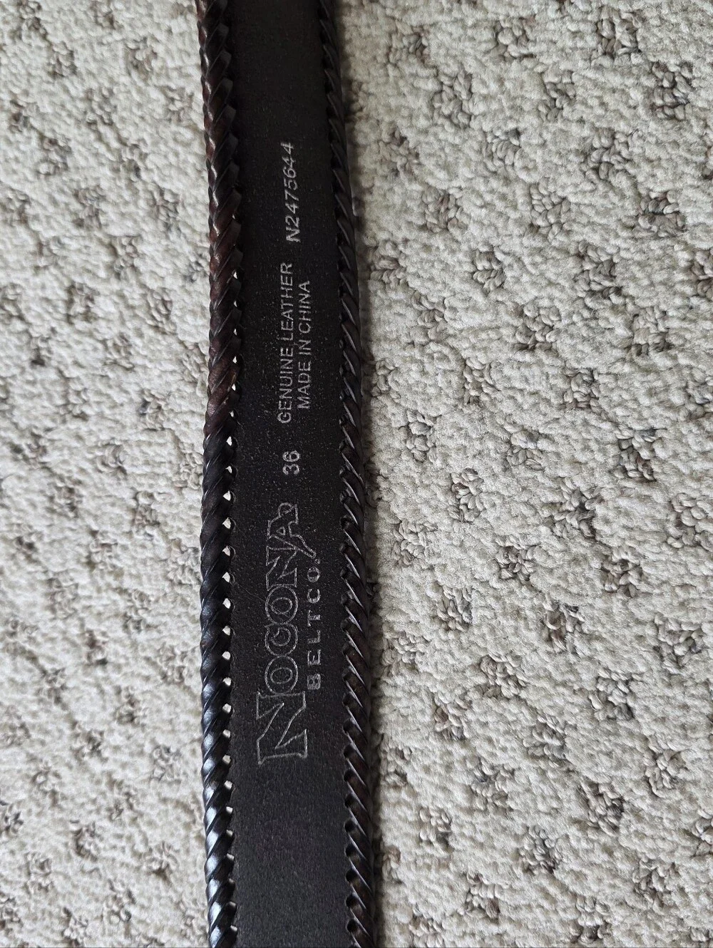 Nocona Men's Genuine Leather Braided Edge Belt - Dark Brown